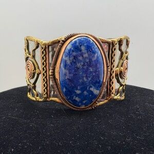 Anju Chunky LAZURITE Stone Cuff
Statement Bracelet Mixed Metal Artisan Cuff